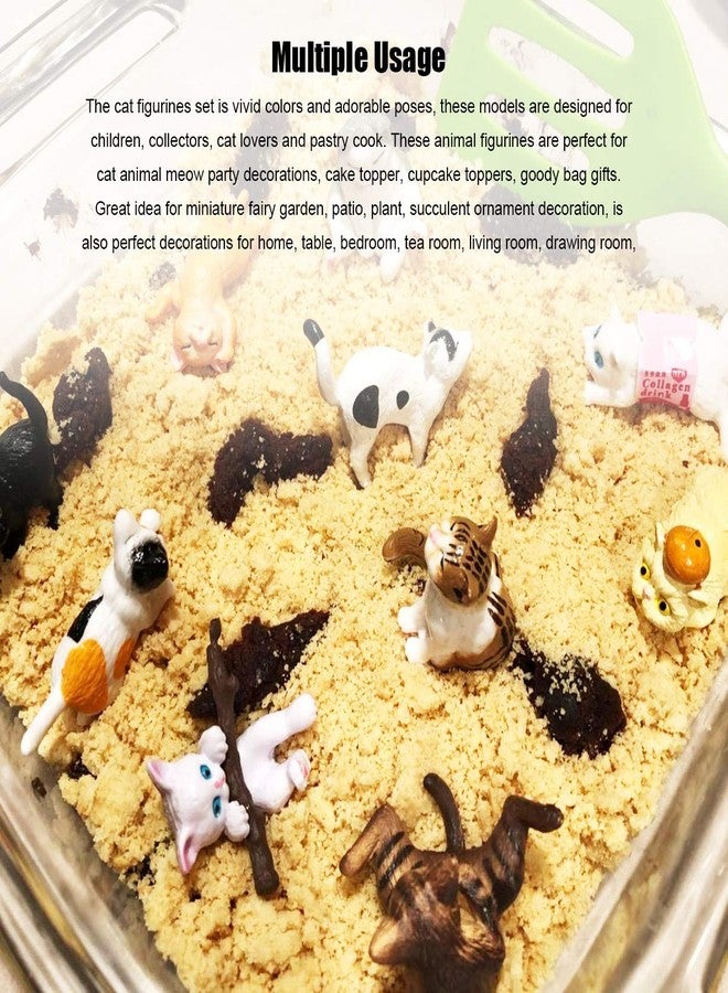 Lynkaye 10 pcs Realistic Cat Figurines Kitty Figures Set Mini Figure Collection Playset Kitten Easter Eggs Cake Topper Christmas Birthday Gift for Cat Keeper Lover - Image 3